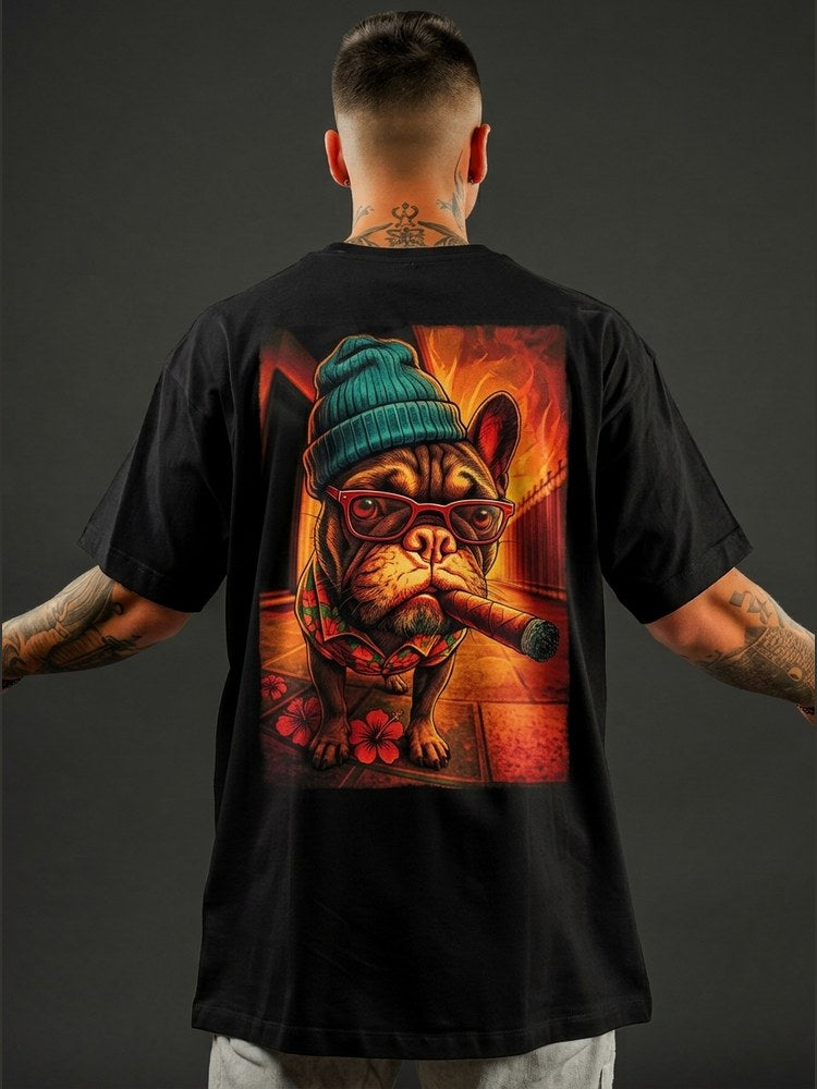 T-shirt oversize "Frenchie Cigare" – dos